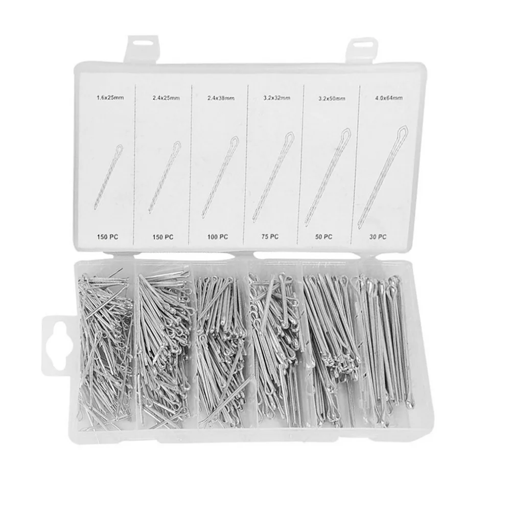 555pcs 6 Size Flexible Opening Cotter Pin Clevis Pin Repair Tool Sets U