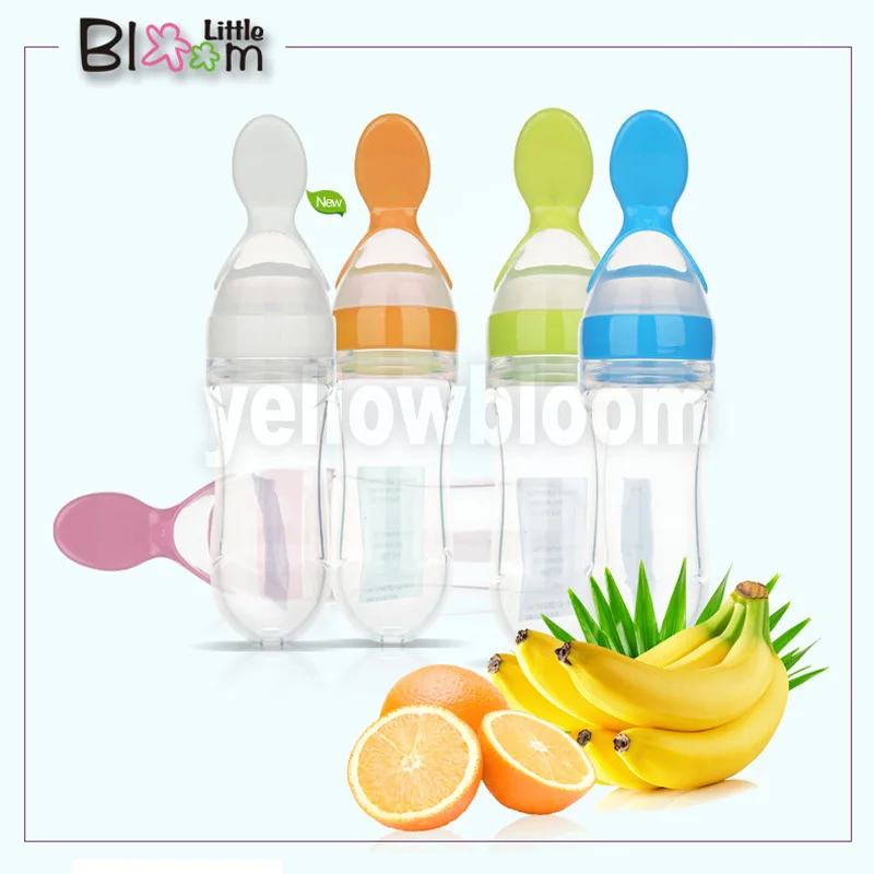 

Baby Squeezing Feeding Spoon Silicone Training Scoop Rice Cereal Food Supplement Feeder Safe Tableware Medicine Extrusion Tools