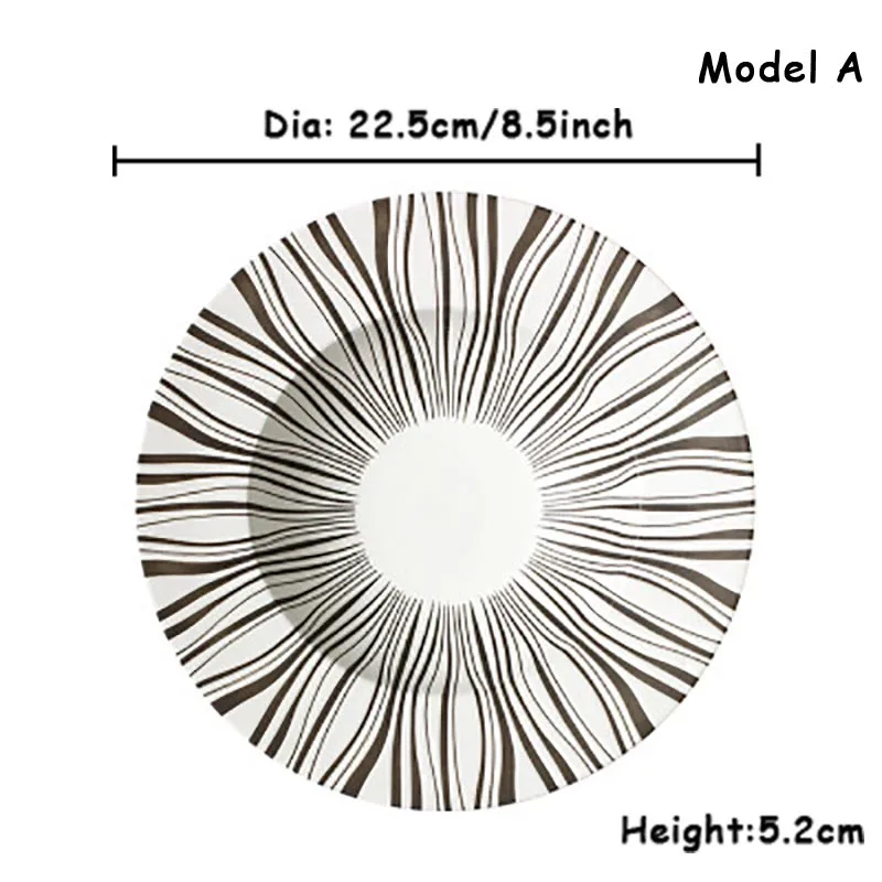 Керамическая тарелка, обеденная посуда, ассиетт, глубокая тарелка, поднос для еды, ваджилла, посуда, креативная, черная и белая соломенная шляпа, тарелки, Платон, 1 шт - Цвет: Model A