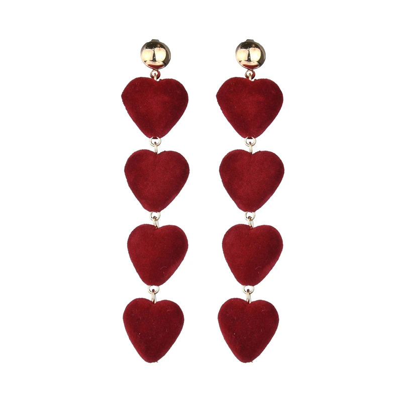 

MissCyCy Cute 4 Colors Plush Heart Stud Earring 2017 New Long Earrings for Women Fashion Jewelry Accessories Gift
