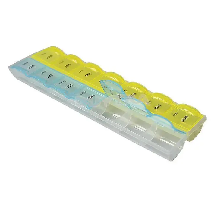 

7 New Arrive Portable 7 Day 14 Slots Pill Storage Box Weekly Medicine Organizer AM/PM Detach Case