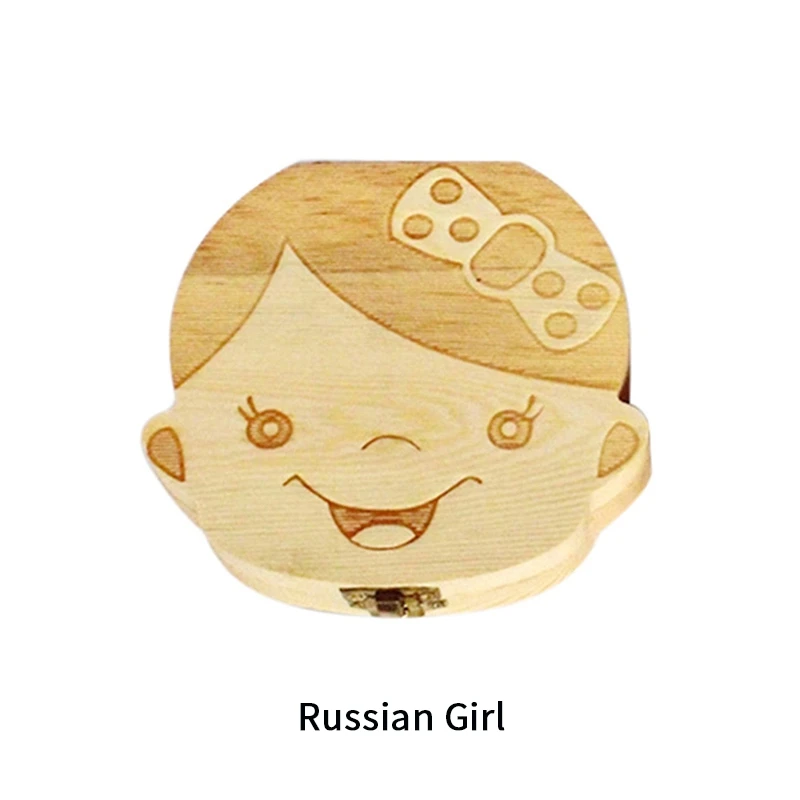 Новая Милая деревянная коробочка для молочных зубов, детская коробка для хранения зубов, собирает детские сувениры подарки, органайзер для зубов коробочка для зубов - Цвет: Russian Baby Gir