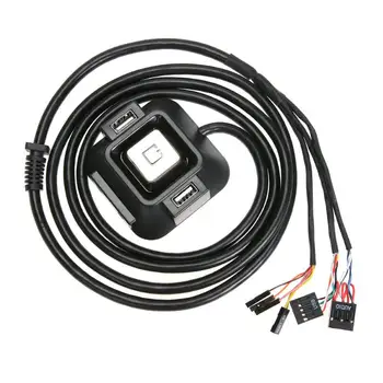 

Desktop Power Switch 1.2m Computer PC Power Supply on/off Reset Button Switch Extender Cable With Dual USB Port Dual Audio Plug