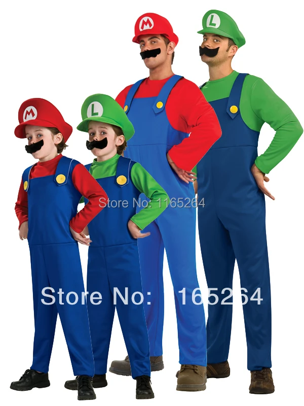 スーパーマリオ衣装付き帽子と髭成人した子供グリーン レッドsupermario衣装 Costume Jewelry Christmas Tree Mario Casecostumes Mulan Aliexpress