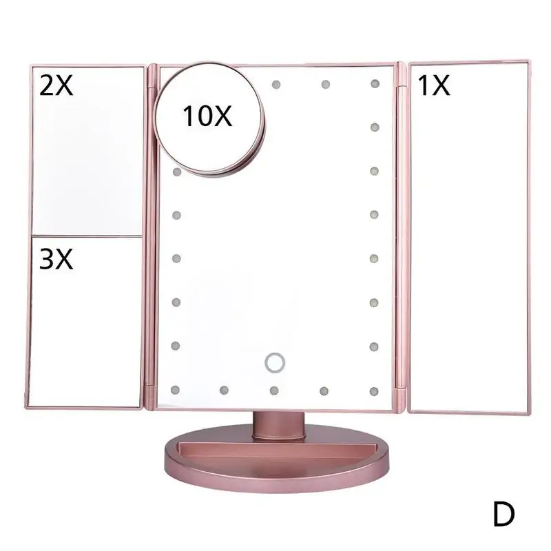 Горячая продажа зеркало для макияжа 10X22 настольная Светодиодная лампа настольное Сенсорное зеркало 1X/2X/3X/10X регулируемое USB 4 батарея
