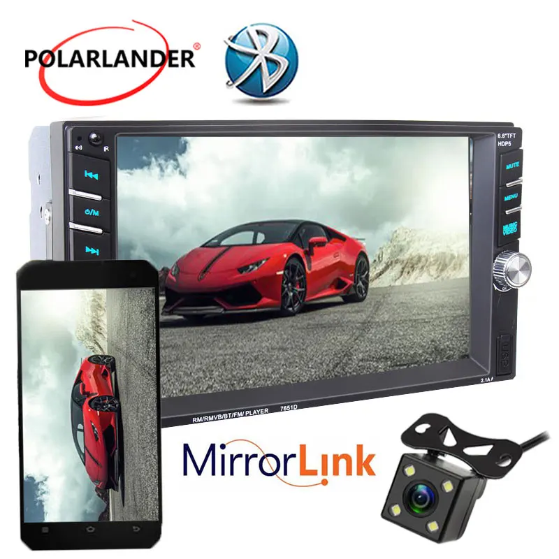 

2Din Touch Mirror Link Screen Mirror For Android Phone 6.6" Remote Control 12 Languages Car Radio USB/SD Bluetooth MP5 Player