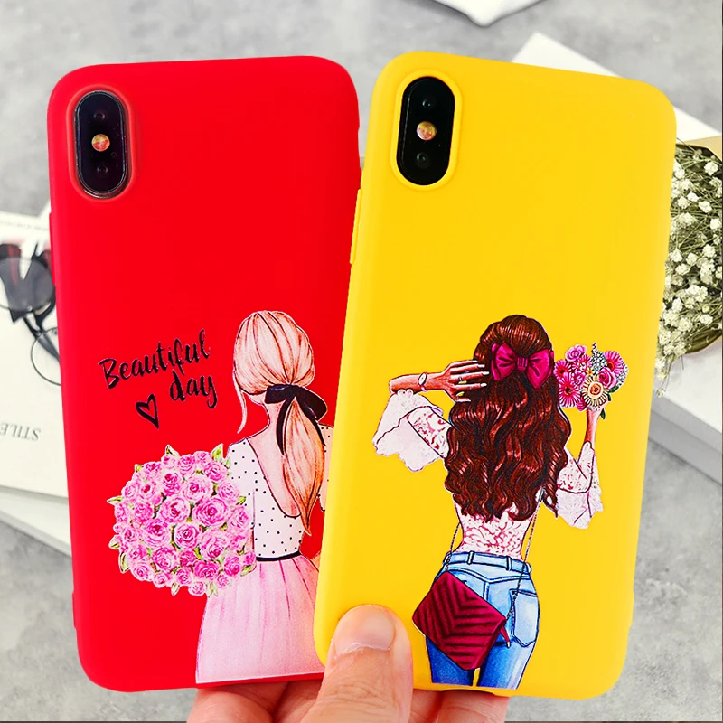 

Paris Beauty Girl Phone Cases for IPhone X XS MAX XR 8 7 6s Plus Case Classy Soft Silicone Fitted Phone Back Cover Accessories