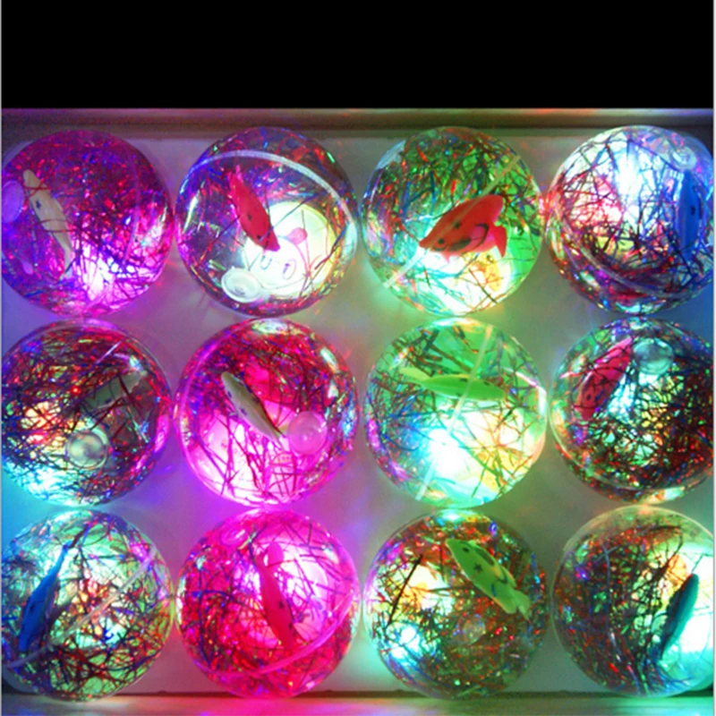 1-12x Enfants Clignotant Paillettes Balle haut Bouncing Light Up nouveauté sensorielle 6.5 cm 3+ 