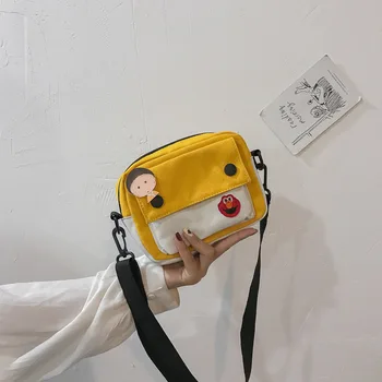 

Cartoon Handbags Small Fresh Art Crossbody Bag Female Student Cute Simple Wild Flower Shoulder Small Square Package 2019 New