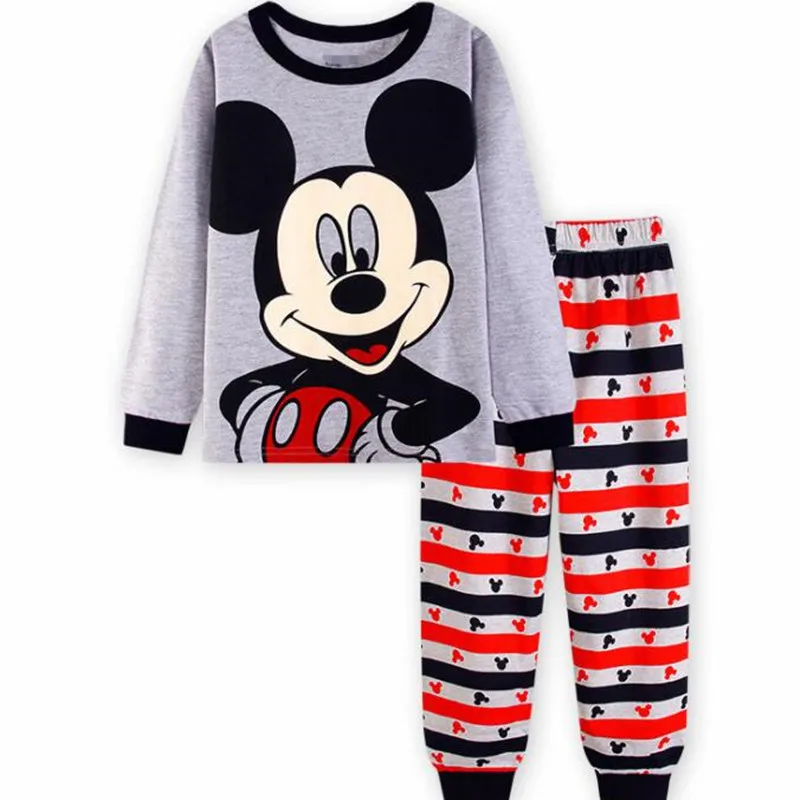 Children Casual Pajamas Clothing Set Boys Girls Cartoon Spiderman Sleepwear Suit Sets Kids Mickey Cotton Nightwear Homewear