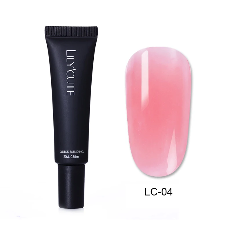 LC-04 LILYCUTE, 20 мл, быстрое строительство, УФ-гель, полиполивинилхлорид, для наращивания ногтей, гель, обнаженный белый, прозрачный, строительный, для ногтей, плесень, кисть, раствор для скольжения, жидкость - Цвет: LC-04