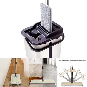 

Dust Mop Home Household Rotatable Floor Cleaning with Replacement Heads J2Y