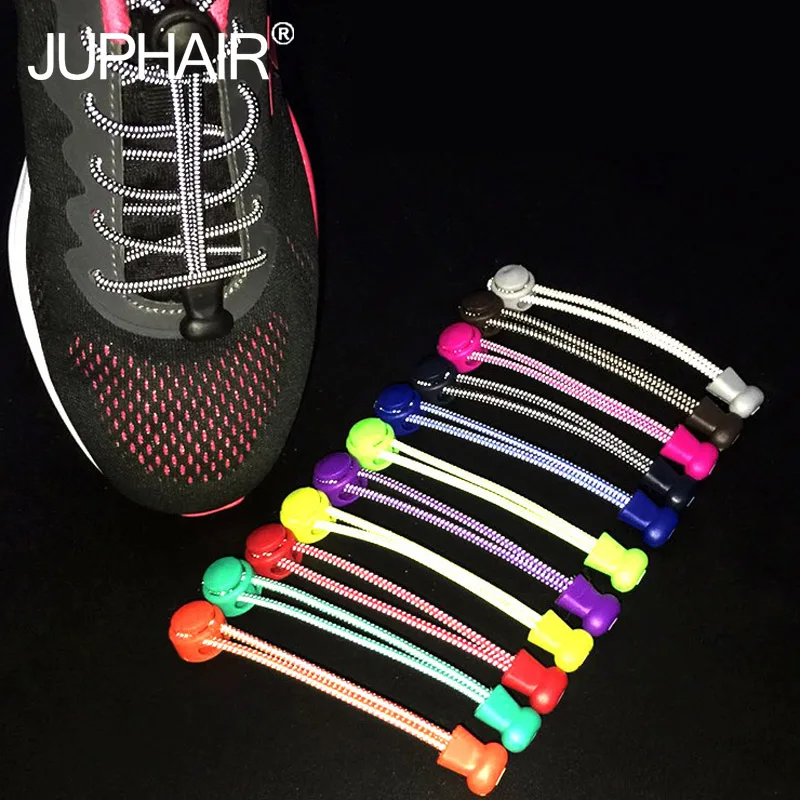1 Pair Night Glow No Tie Locking Shoelaces Trainer Sport Fitness Athletic Sneak Shoe Laces Multicolor Laces Black Buckle Elastic