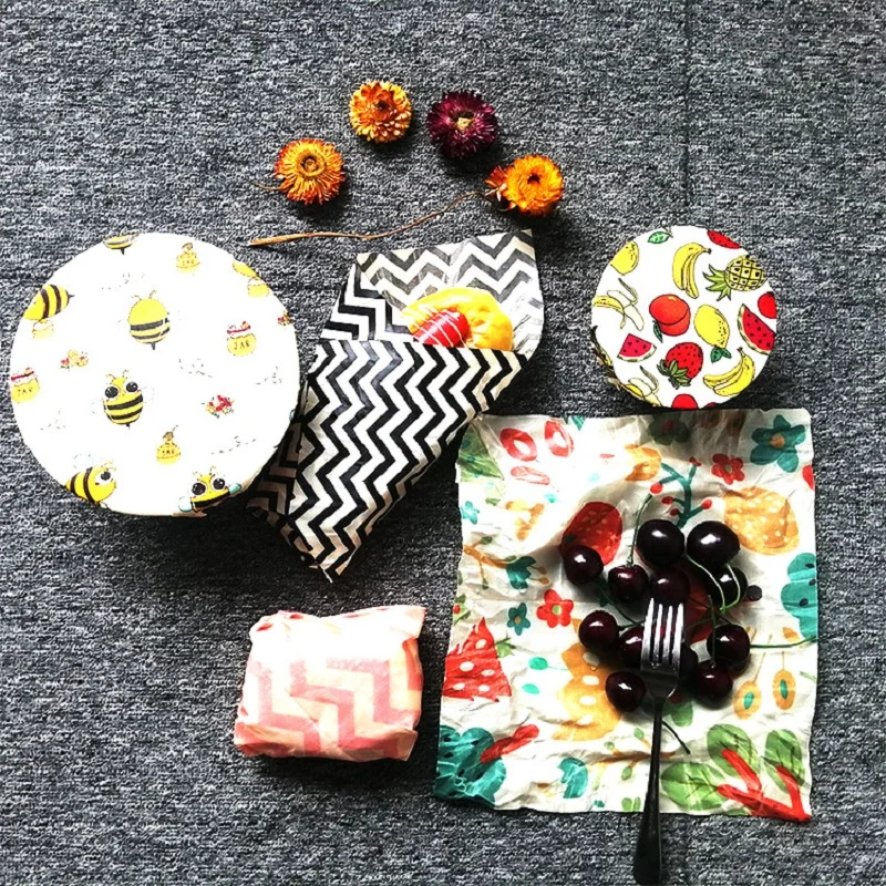 

3pcs Reusable Beeswax Wrap for Food Seal Dishes Cover Kitchen Washable Stretch Vacuum Eco Friendly Food Fresh Keeping Wrap