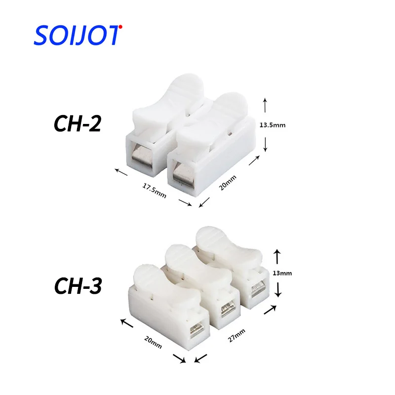 100 шт. CH-2/CH-3 электрические обжимные клеммы блок Кабельный соединитель зажим легко подходят светодиодные ленты провода разъем