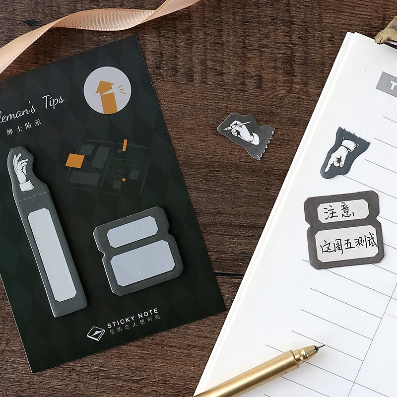 

4 pcs Gentleman's tip sticky note Finger mark tips memo pad for diary book planner agenda Office School supplies FM358