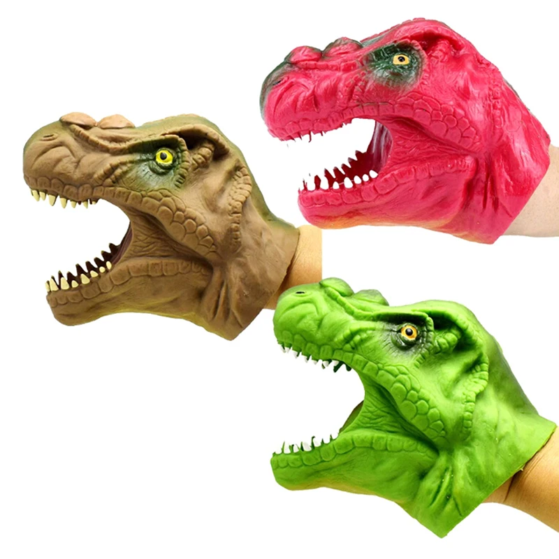 Soft Vinyl TPR Dinosaur Hand Puppet Animal Head Hand Puppets Dinosaur