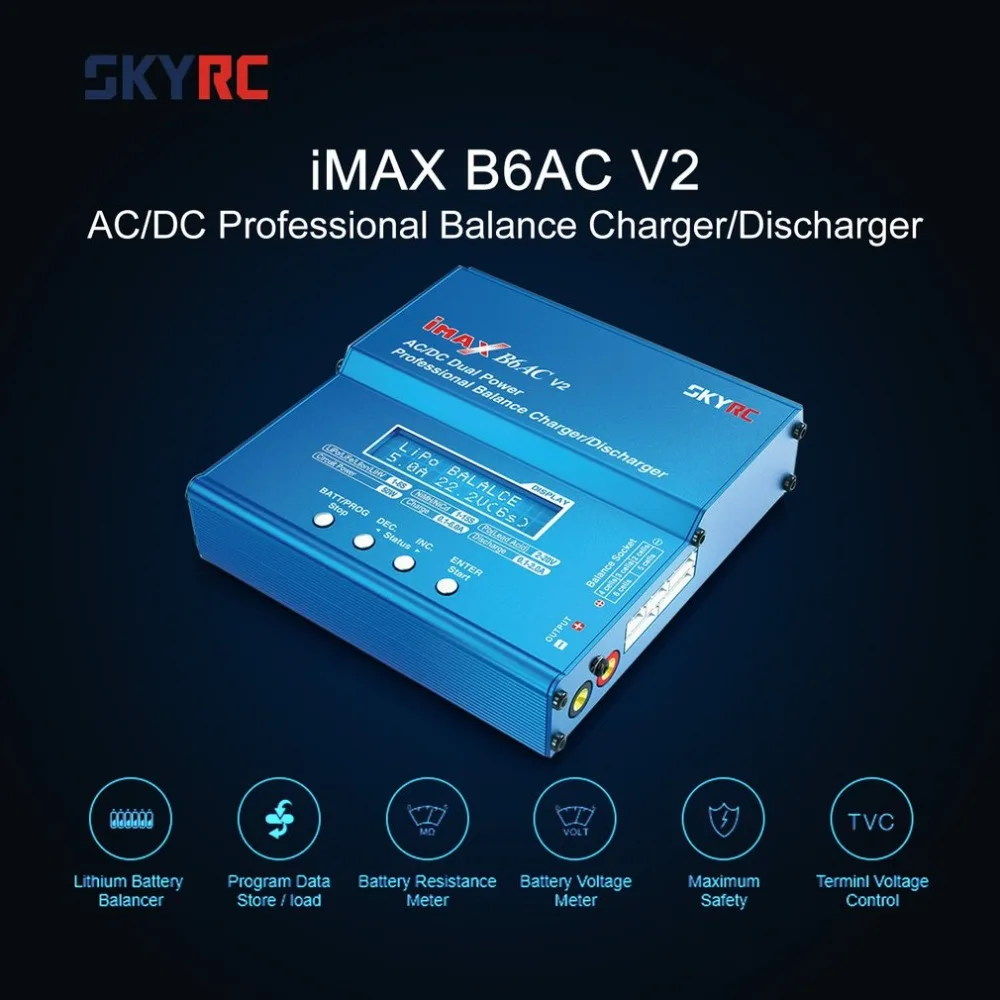 SKYRC iMAX B6AC V2 6A 50 Вт AC/DC Lipo NiMH Pb Баланс Зарядное устройство/Dis зарядное устройство с адаптером ЖК-дисплей для радиоуправляемого автомобиля беспилотный вертолет