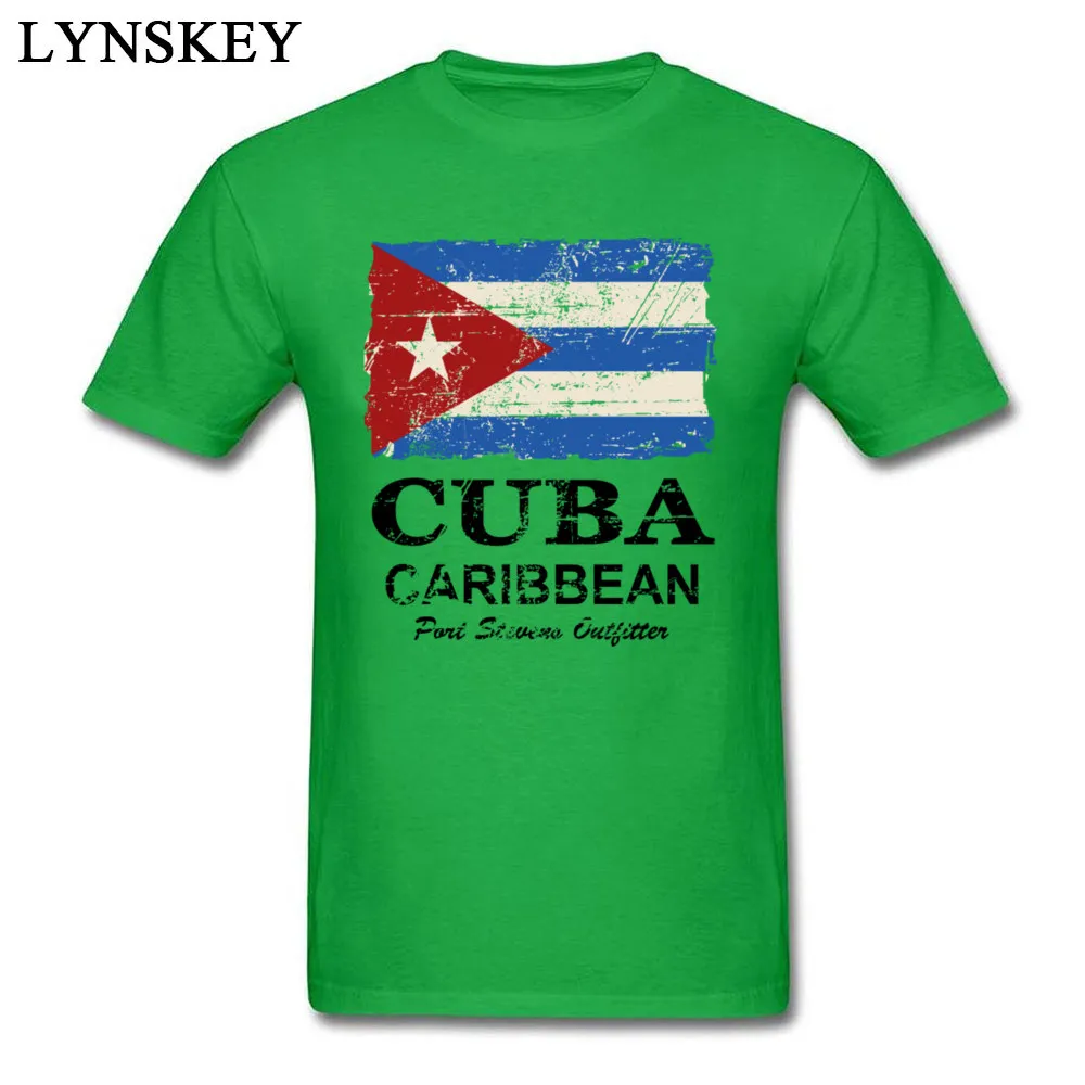 Cuba Flag - Vintage Look O-Neck Men T Shirt Summer Autumn Custom Tops T Shirt Short Sleeve Fashionable 100% Cotton Normal Tee Shirts Cuba Flag - Vintage Look green