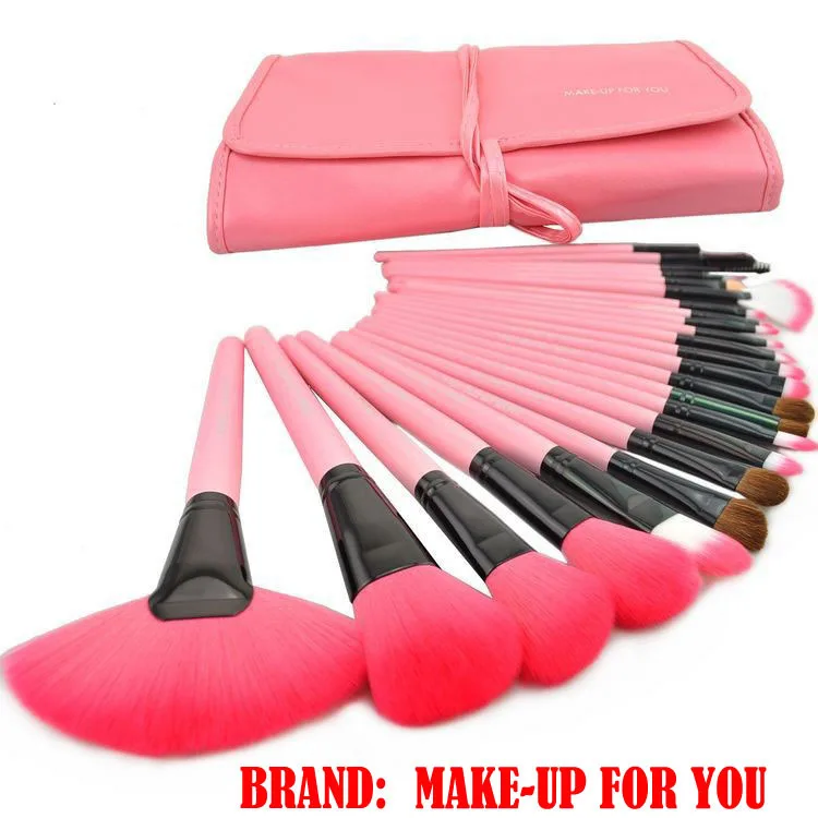 24pcs Pink Facial Makeup Brush Set Kit Cosmetic Makeup tools and