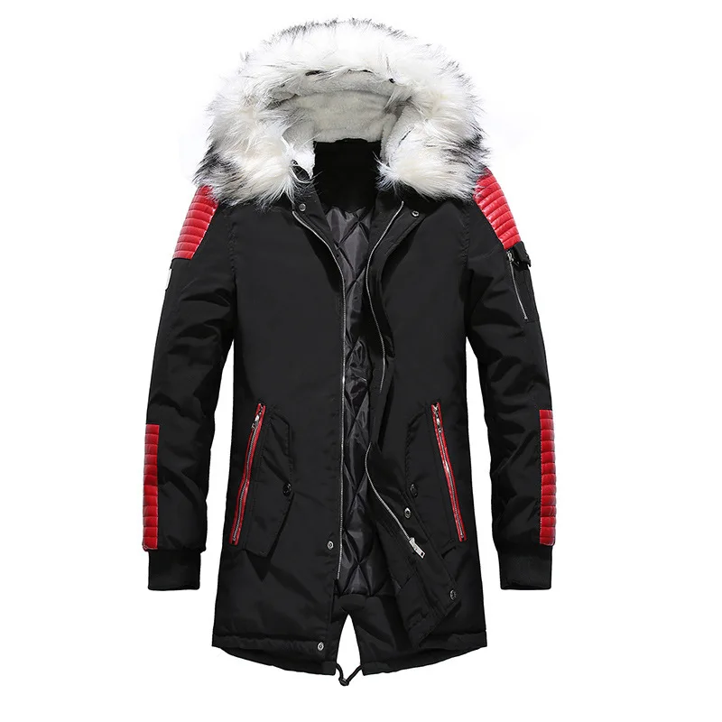 

New Winter Jacket Men Thicken Warm Parkas for Mens Casual Long Outwear Hooded Collar Jackets Coats for Men's Fashion Parkas