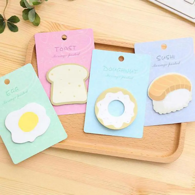 

4pcs Creative Sweet Sticky Egg Sushi Breakfast Bread Memo Pad N Stickers Note Paper Posted Notes Message Note School Supplies