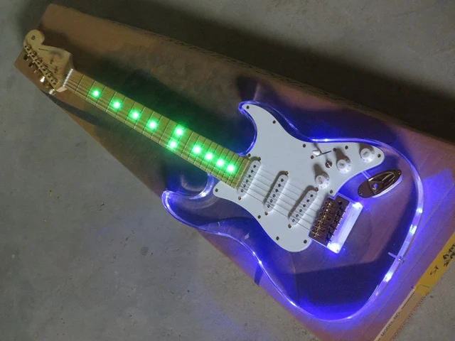 Best price at $244 Cheap Top Quality, Electric Guitar,guitarra,Fingerboard & crystal Body with LED Light, 22F LP Acrylic guitar, Gold Hardware -Wholesale