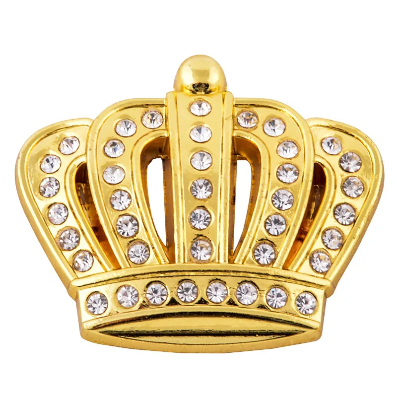 Car DIY Gold Sticker Rhinestone Metal Crown Emblem Auto Side Badge