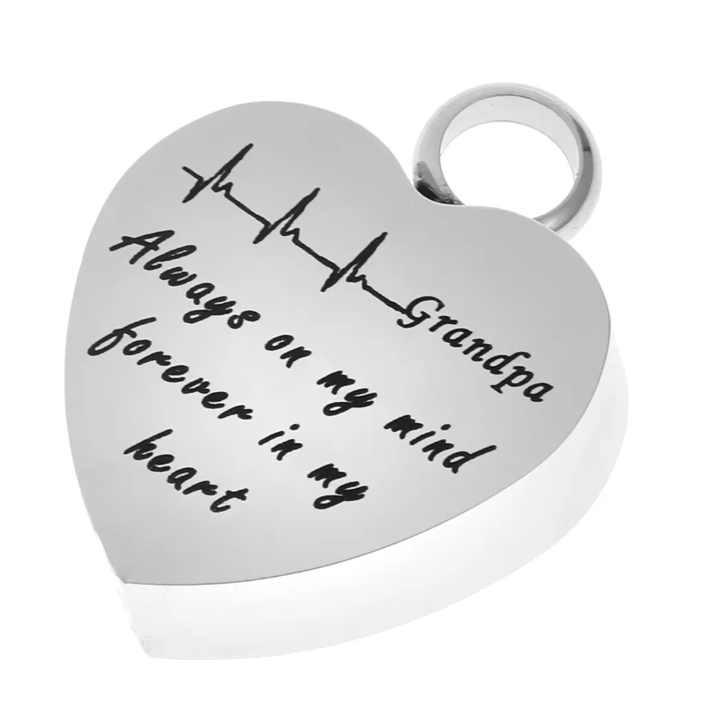 Stainless Steel Lifeline Heartbeat ECG Cremation Urn Pendant Always on My Mind Forever in My Heart Family Memorial Keepsake