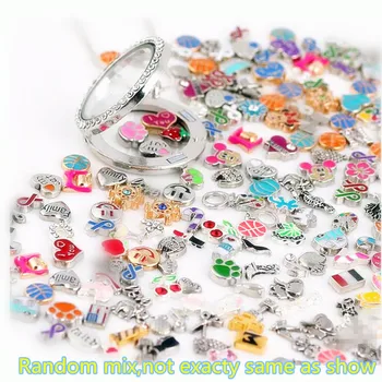

100 pc/lot for living glass locket mix design floating charms