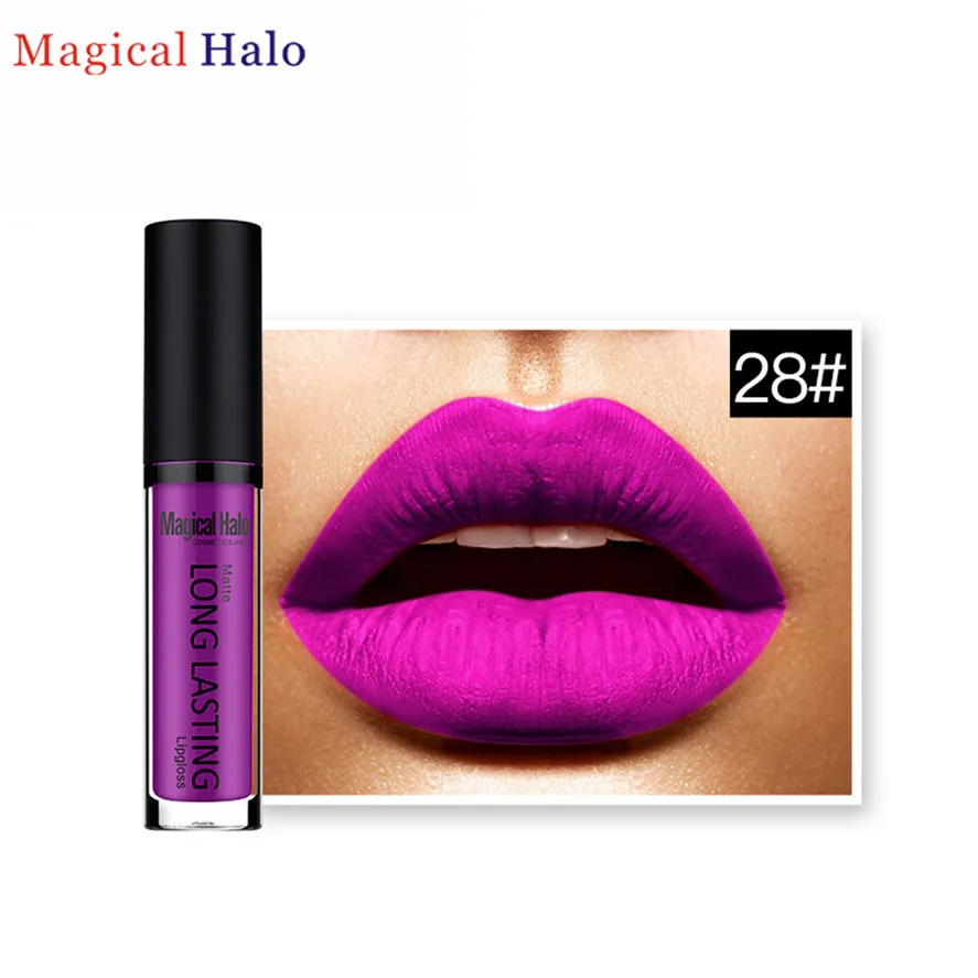 

Women Girl's Makeup Waterproof Matte Liquid Lipstick 1pc Magical Halo Pro Long Lasting Lip Gloss Fashion Sexy Purple Lipstick