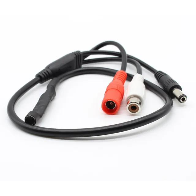 2pcs New Mini Audio CCTV Microphone Cable Camera Mic RCA Output Device for Security System