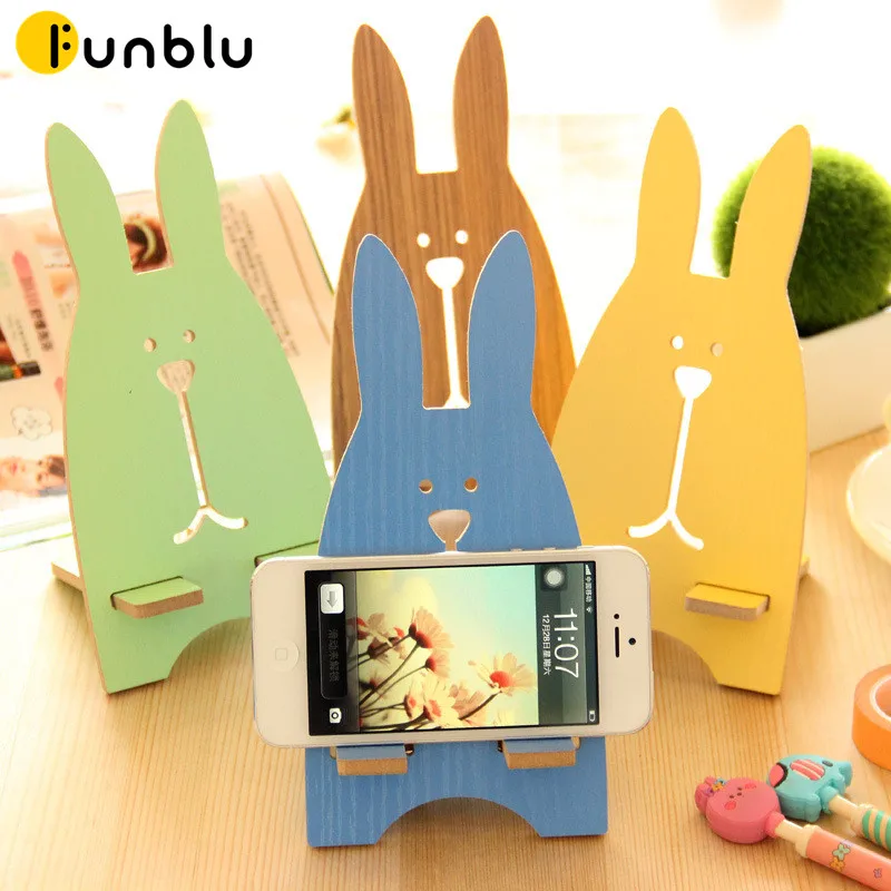 Funblu продукт держатель мобильного телефона мультфильм кролик деревянный для