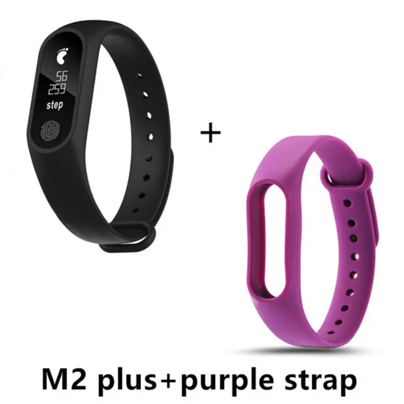 add purple strap Ekslen M2Plus BigDisplay монитор сердечного ритма 0,8" умный Браслет Bluetooth Смарт-Браслет фитнес-трекер Браслет носимые устройства - Цвет: add purple strap