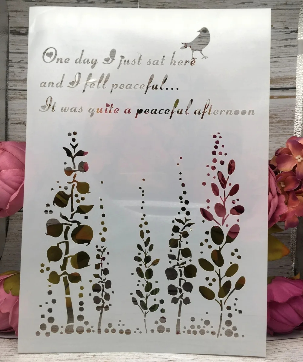 

A4 Tree Bird Words DIY Layering Stencils Wall Painting Scrapbook Coloring Embossing Album Decorative Paper Card Template