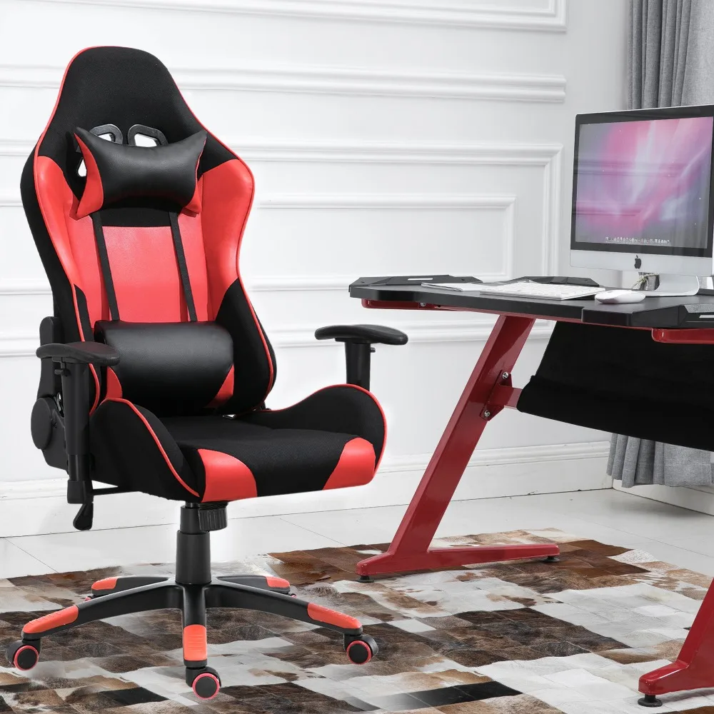 

Samincom Adjustable Swivel Chair Red Black Ergonomic High-Back Large Backrest:20.8*31.5" Seat:21.2*21.2" Office Game Chair