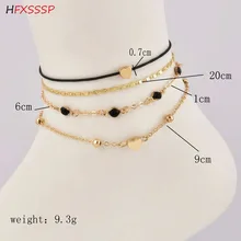 HFXSSSP ручной работы модные новые женские любовь Многослойные Сплав покрытие ножной браслет 4 шт. комплект комбинированное украшение