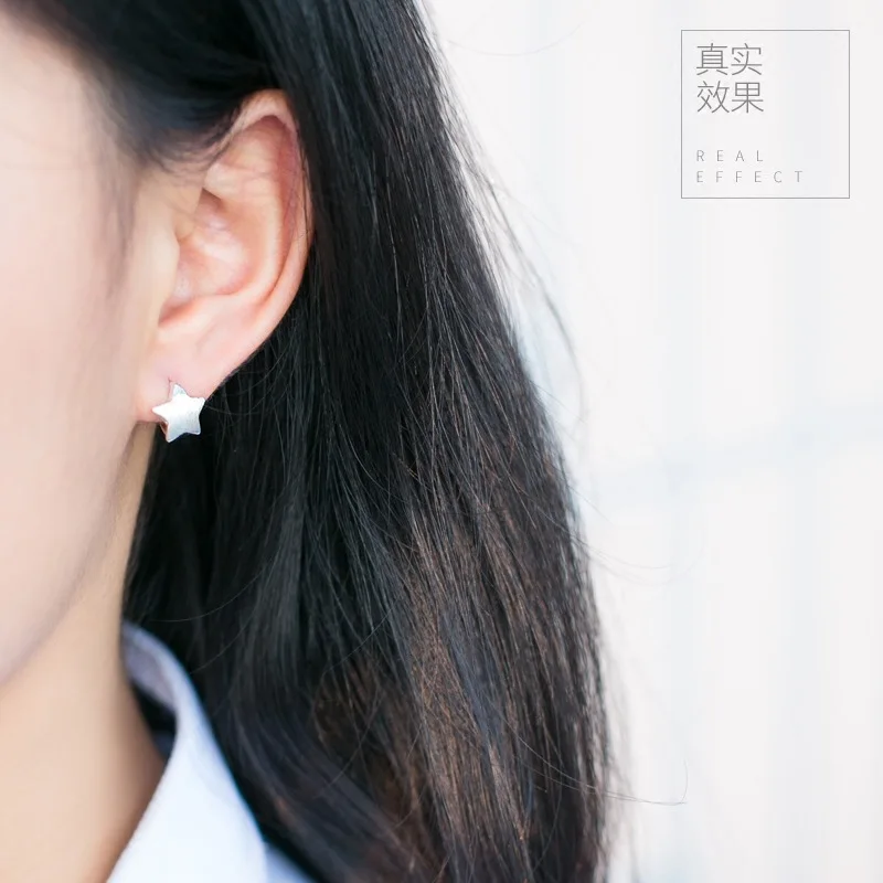 Реальные. Серьги кольца с матовой звездой Huggie 11 мм GTLE988|hoop earrings|earrings earringearrings hoop