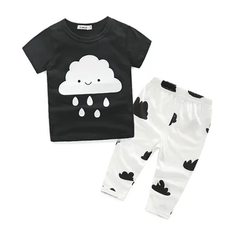 

infant boy clothing 2019 baby boy clothes cartoon dark clouds printed baby boys clothes set top short -sleeve t shirt +pants