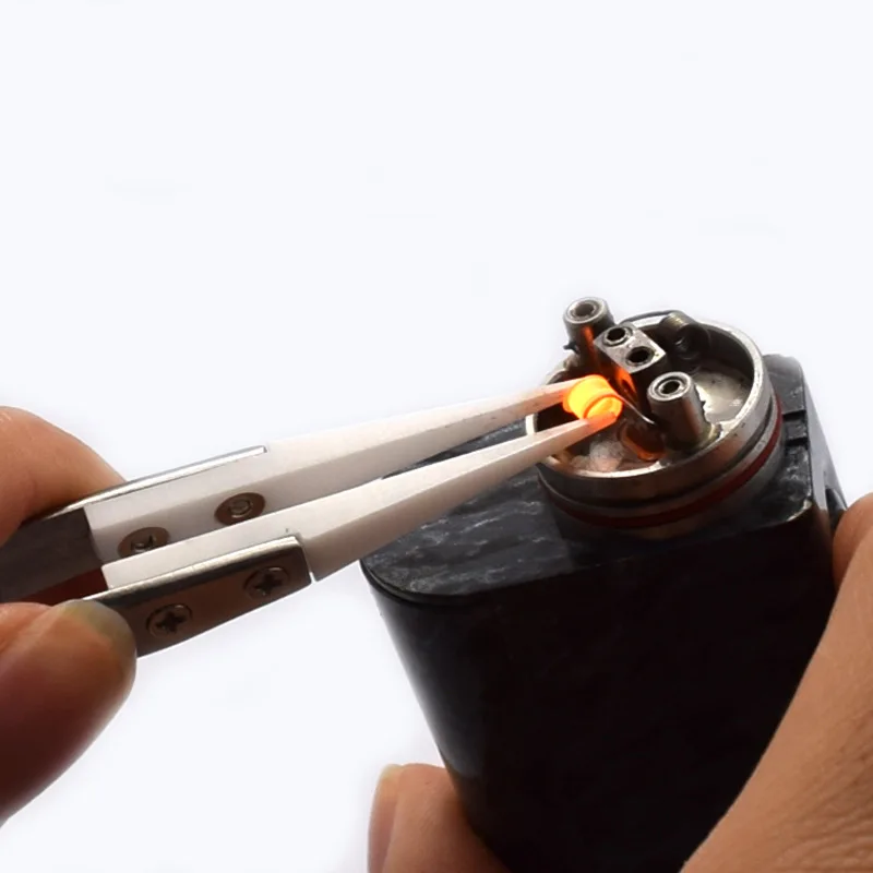 

Stainless Steel High-precision Ceramic Tweezers Heat Resistant Antimagnetic Electronic Cigarette Ceramic Straight Curved Tip