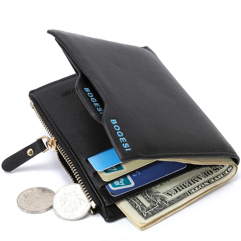 

Men's New Short Wallet Sewing Thread Soft Surface Multi-card Bit Purse PU Leather No Zipper Business Organizer Wallets ZF9866
