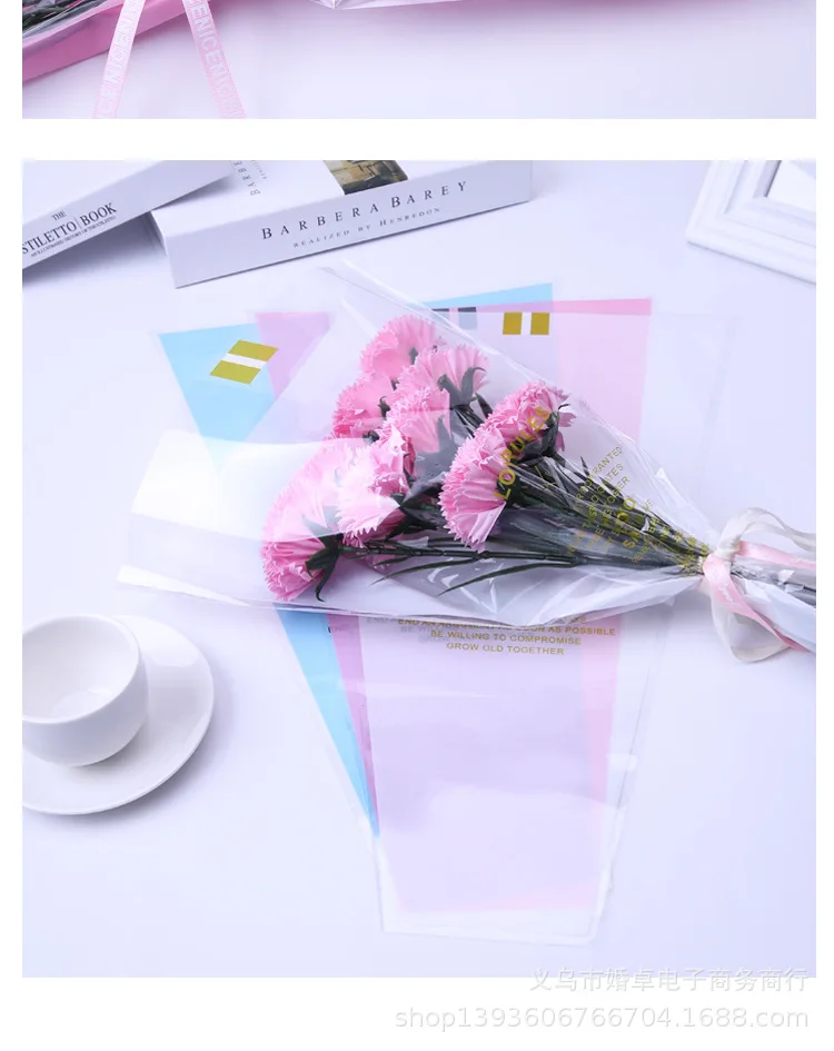 10 шт пластиковые упаковочные сумки для цветов, одиночные розовые сумки, оберточная бумага для цветов на День святого Валентина, Сумка с розами