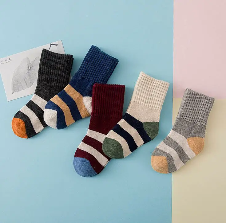 5pairs lot Baby boys girls fashion striped socks Boys girls cotton socks Kids autumn winter socks