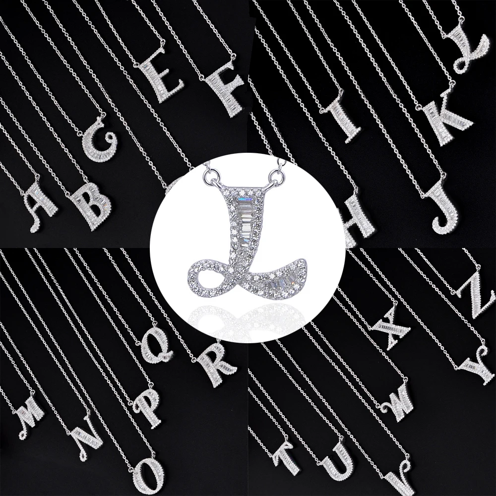 

2019 new 26 English personalized letter necklace name S925 sterling silver trendy style charm fashion jewelry girlfriend gift