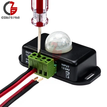 

DC 12V 24V 8A Automatic Adjustable PIR Motion Sensor Switch IR Infrared Detector Light Switch Module for LED Strip Light Lamp