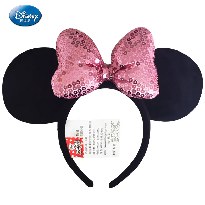 

Disney Genuine Toys Minnie Mouse Headdress Plush Mickey Head Minnie Ears Girls Hair Bands Princess Head Hoop Kids birthday Gift