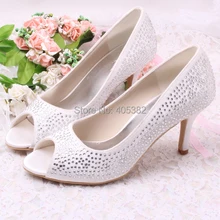 Wedopus Women Rhinestones Crystal Heels Wedding Shoes Open Toe Size 34~42
