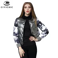 Civichic Топ Класс зимняя женская обувь теплое пальто вязаный воротник ребро серебро заклинание Подпушка куртка с рукавами и принтом с Гага Подпушка одежда dc561