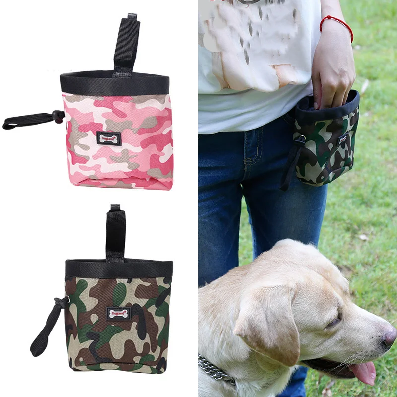 

Pet Dog Pouch Walking Food Container Bag Treat Snack Dispenser Camouflage Training Feed Pockets Waist Bag Training Storage Hold