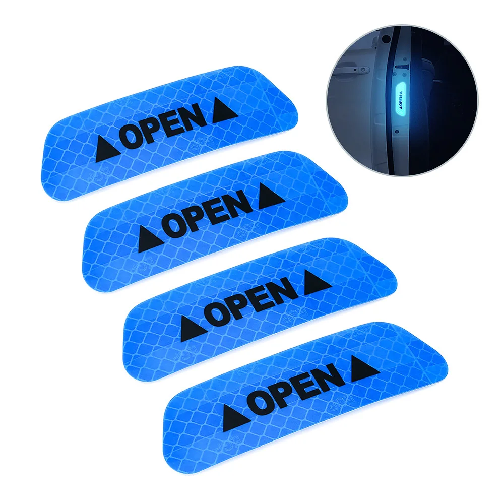 4PCS Car OPEN Reflective Tape Warning Mark Reflective Open Notice Bicycle Accessories Exterior